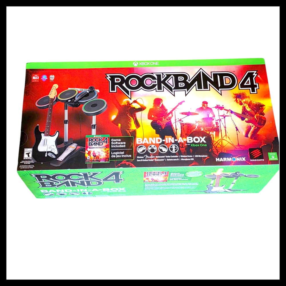 Rock‎ Band 4 Band in a Box Xbox One Game Software Guitar Drums Microphone Set